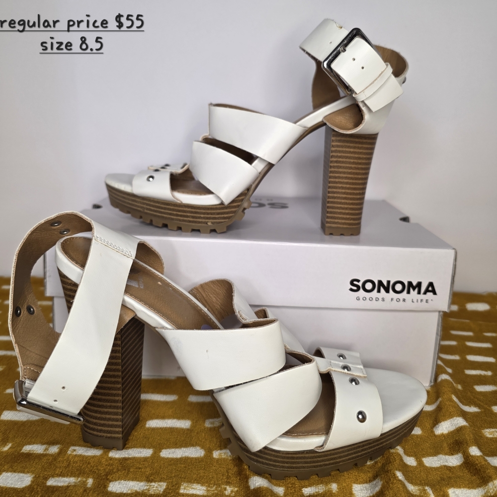 Sonoma Women's White Strappy Heeled Sandals